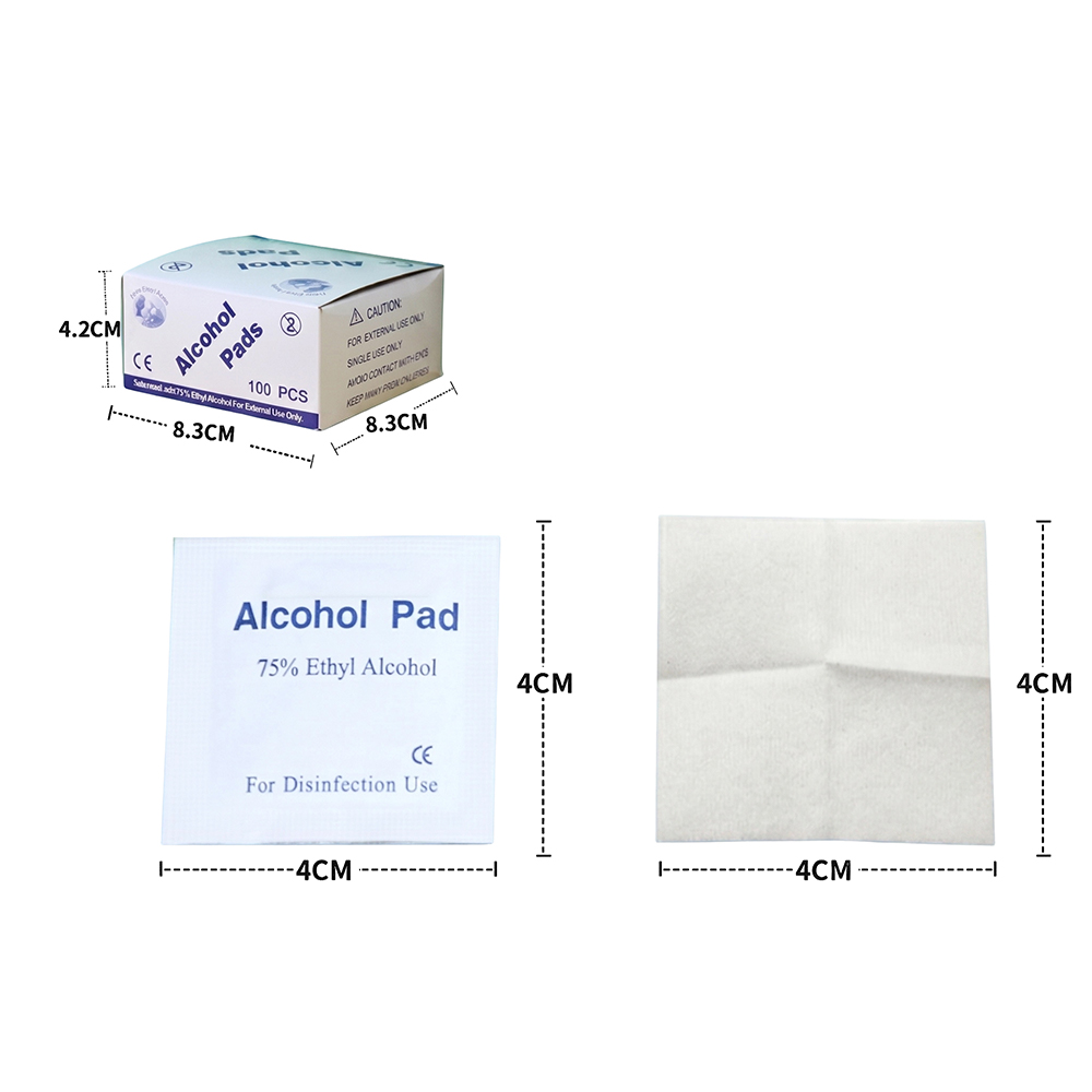 100 bucăți/cutie 4x4cm tampoane de pregătire premium cu alcool etilic 75% împachetate individual pentru acasă, călătorii și uz clinic