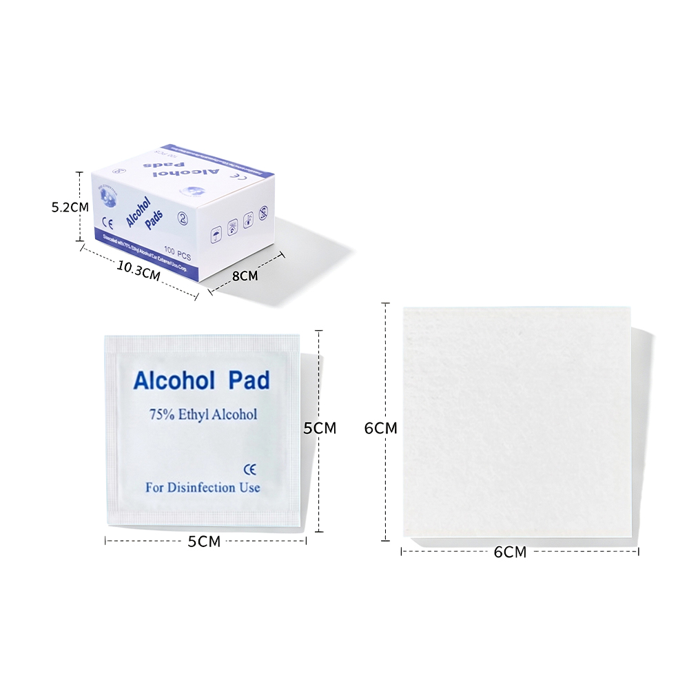 100 tampoane/cutie mare 75% 6x6cm Tampoane antiseptice cu alcool, certificate CE de calitate medicală, ambalate individual